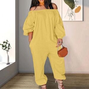 Elegant Off-Shoulder Yellow Jumpsuit